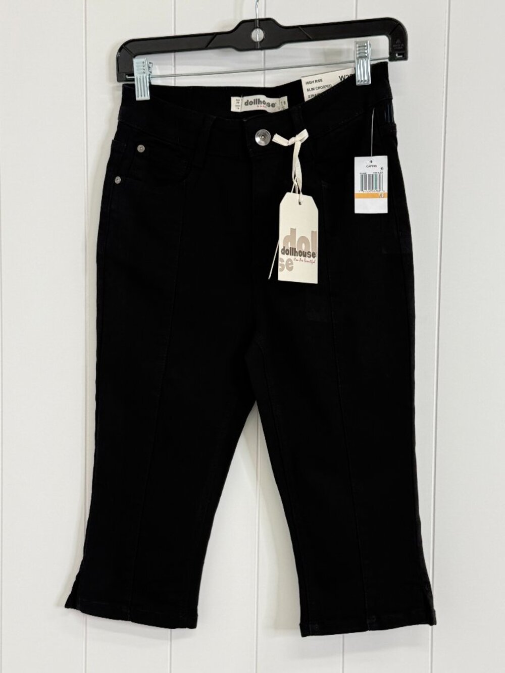 Dollhouse Lorena Black Straight Crop Jeans Curvy W28 7/8 Dark Wash NWT Capri